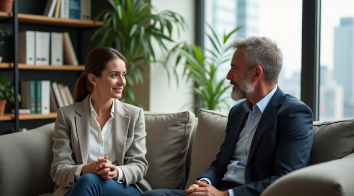 Coach personnel : Quand et pourquoi faire appel à un coach ? Femme en business casual en discussion avec un coach dans un bureau lumineux