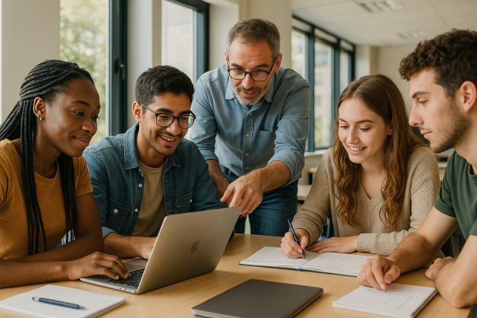 Groupe d'étudiants universitaires à Lens en classe moderne