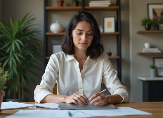 Les apports de l’extranet du CIVC pour le travail à distance Femme en bureau à domicile utilisant un ordinateur portable