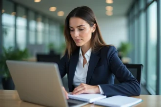 Femme d affaires concentrée dans un bureau moderne