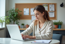 Financement des formations : Pôle Emploi prend-il en charge les frais ? Femme candidate remplissant un formulaire de formation dans un bureau moderne