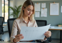 Le contrat CDI : comprendre les règles des heures travaillées Jeune femme professionnelle examine un planning de travail