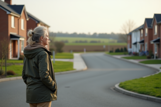Femme d'âge moyen dans un quartier résidentiel calme