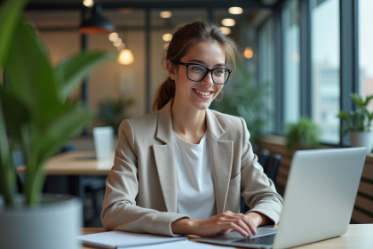 Jeune femme en design session au bureau moderne