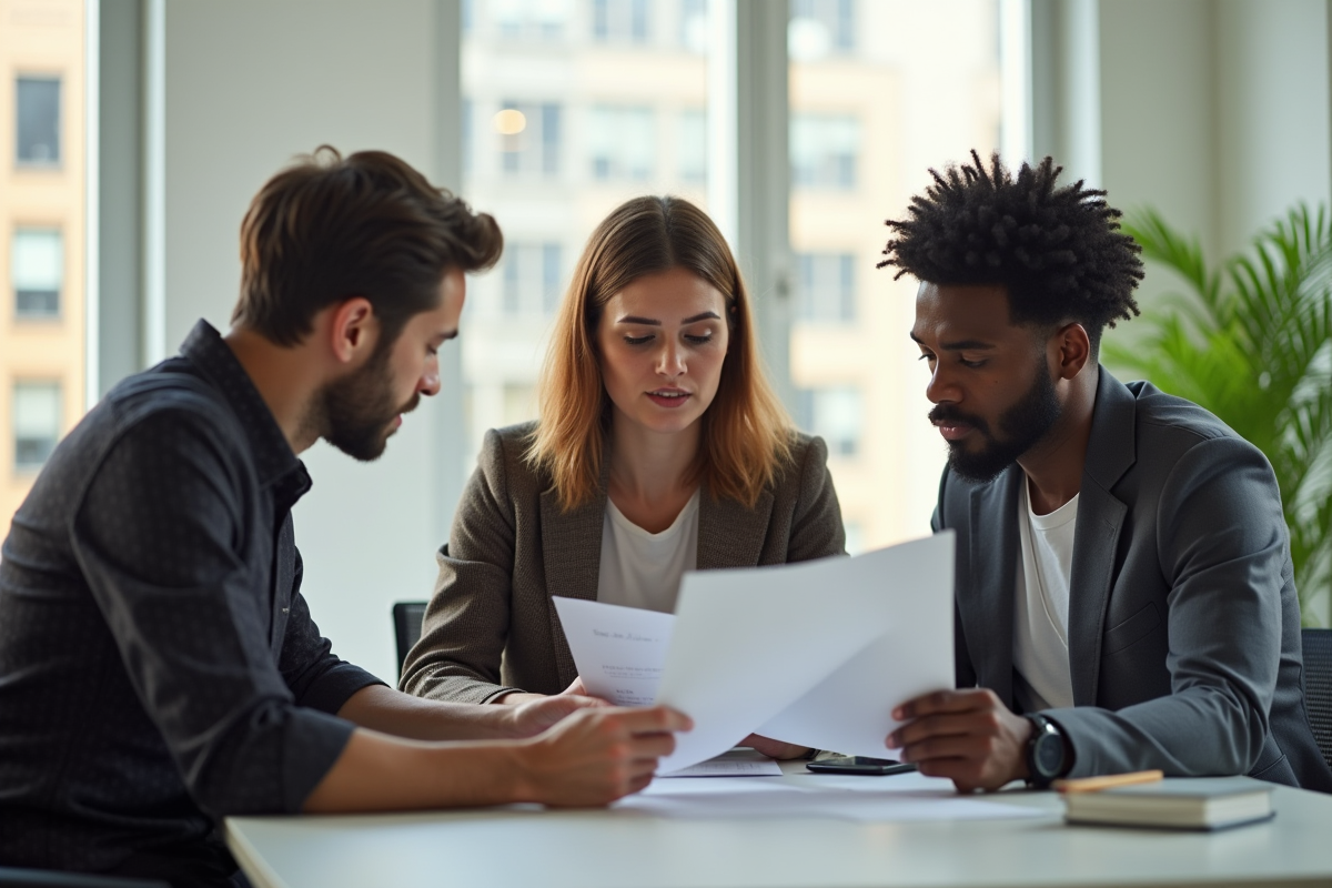 Trois personnes discutant autour d