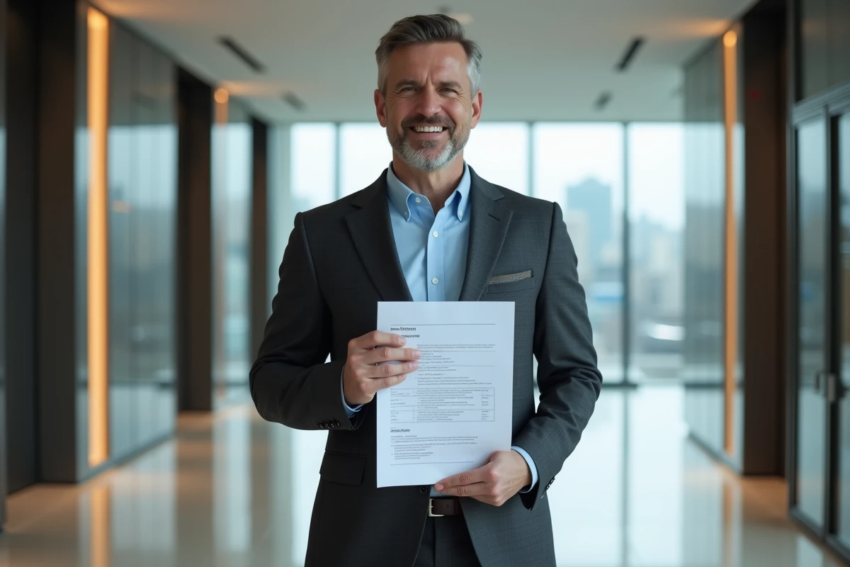 Homme confiant souriant dans un hall d
