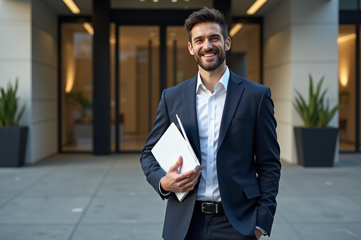 Homme en blazer devant l