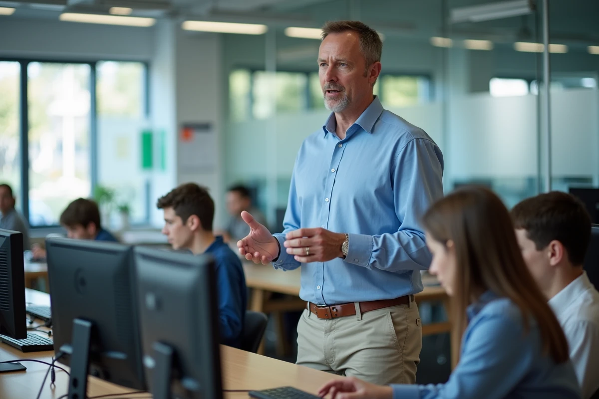 Instructeur montrant le portail NetYParéo à des étudiants