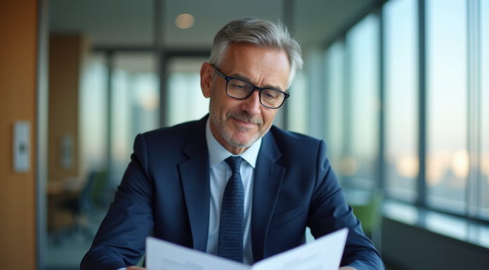 Gestionnaire financier : définition, rôle et missions en entreprise Manager financier en costume dans un bureau moderne