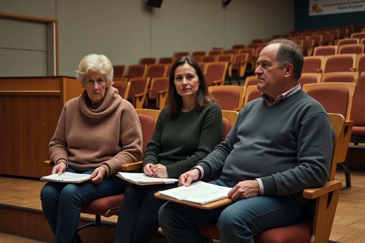 Groupe de parents en discussion dans une salle d