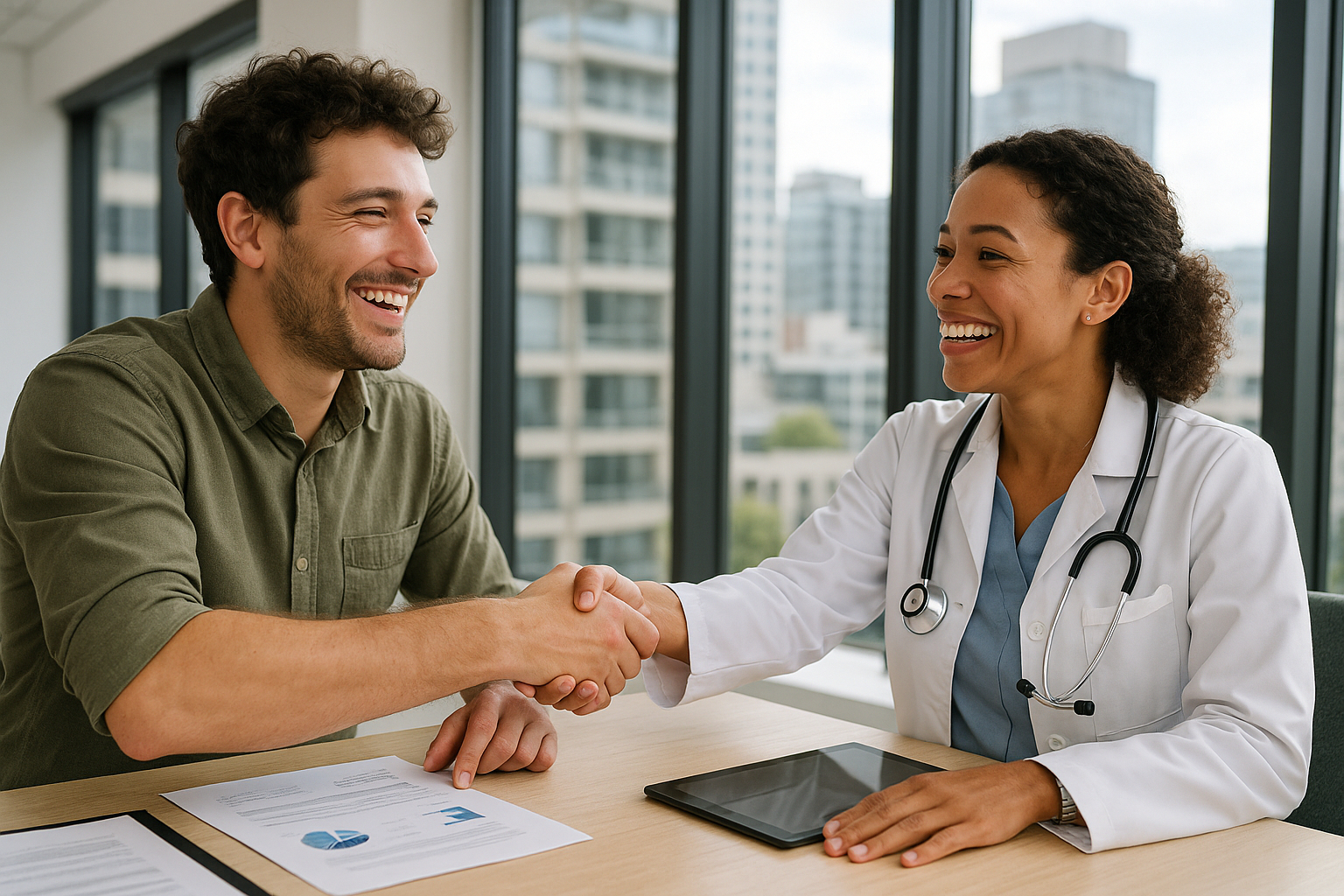 Autoentrepreneur et conseiller santé en réunion lumineuse