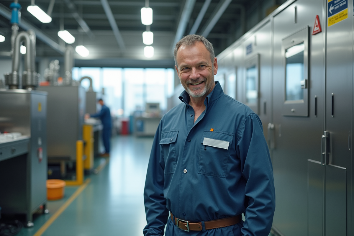 Technicien inspectant des machines industrielles